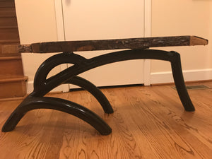Wood Table with Metal Pipes