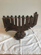 Load image into Gallery viewer, Wood and Copper Menorah