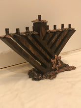 Load image into Gallery viewer, Wood And Copper Menorah