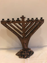 Load image into Gallery viewer, Traditional Wood and Copper Menorah