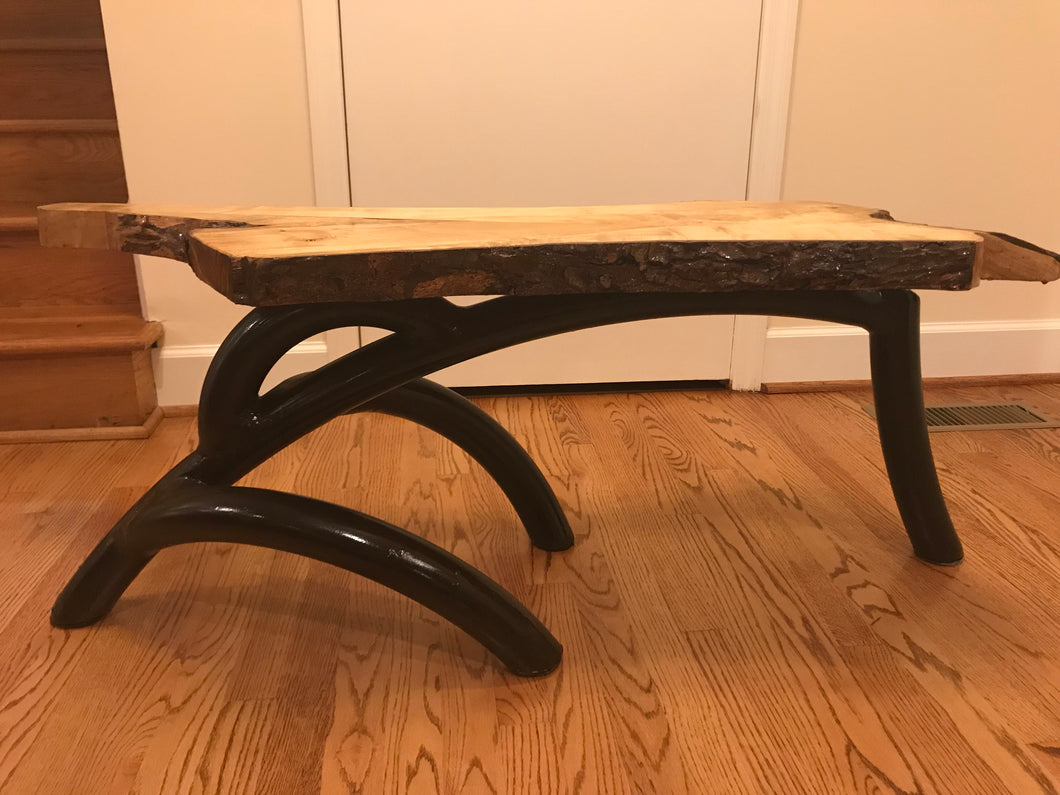 Wood Table with Metal Pipes